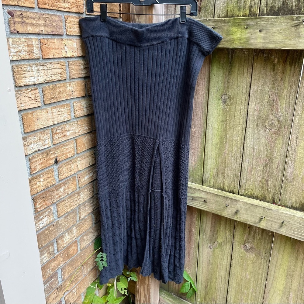 Free People Black Maxi Knit Skirt w/ Slit
